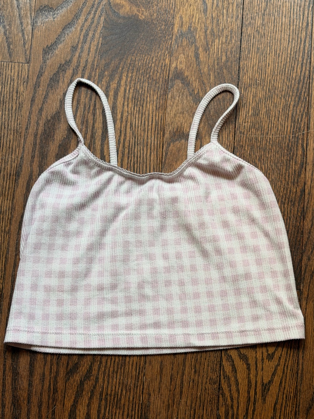 ❤️2 for $10 ❤️Pink Gingham Ribbed Cami Tank Top